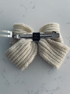 Handmade knitted oversized bow barrette